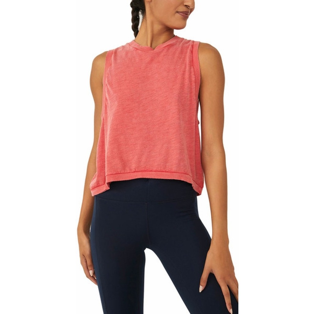Free People FP Movement Love Tank Top Pink Coral Slub Jersey Muscle Cropped M